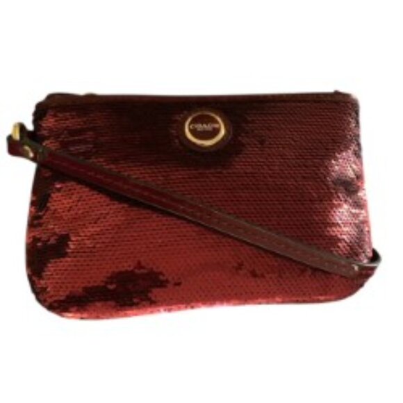 Coach Red Sequin Wristlet - Picture 1 of 8